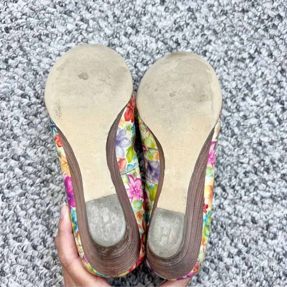 Hispanitas floral patent leather wedge heels EU 36